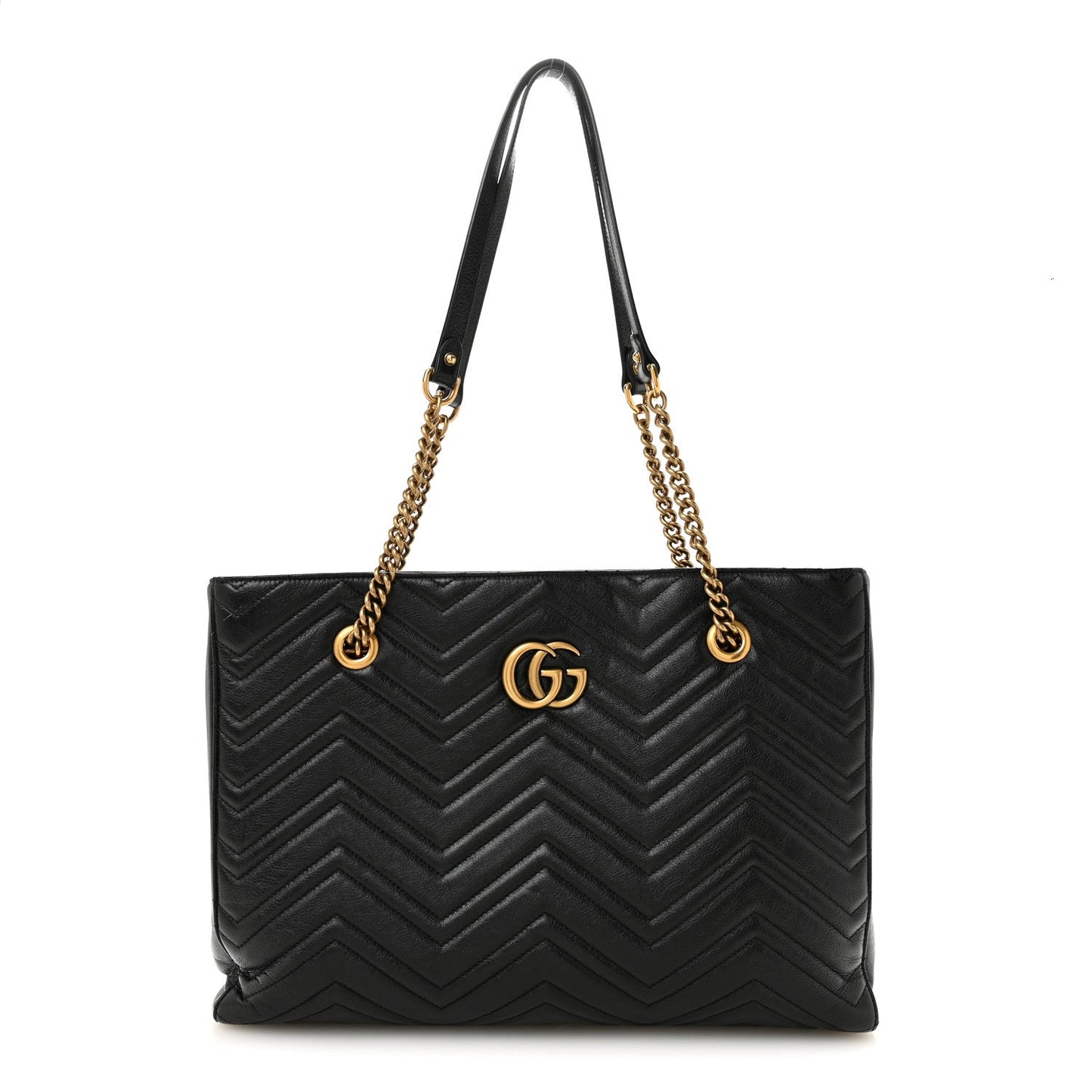 Vintage Calfskin Matelasse Medium GG Marmont Slim Tote Black