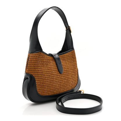 Straw Lux Boarded Dyana Lux Calfskin Small Jackie 1961 Hobo Natural Blue