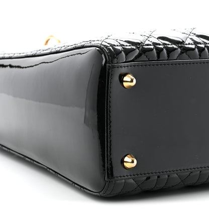 Patent Cannage Large Lady Dior Black