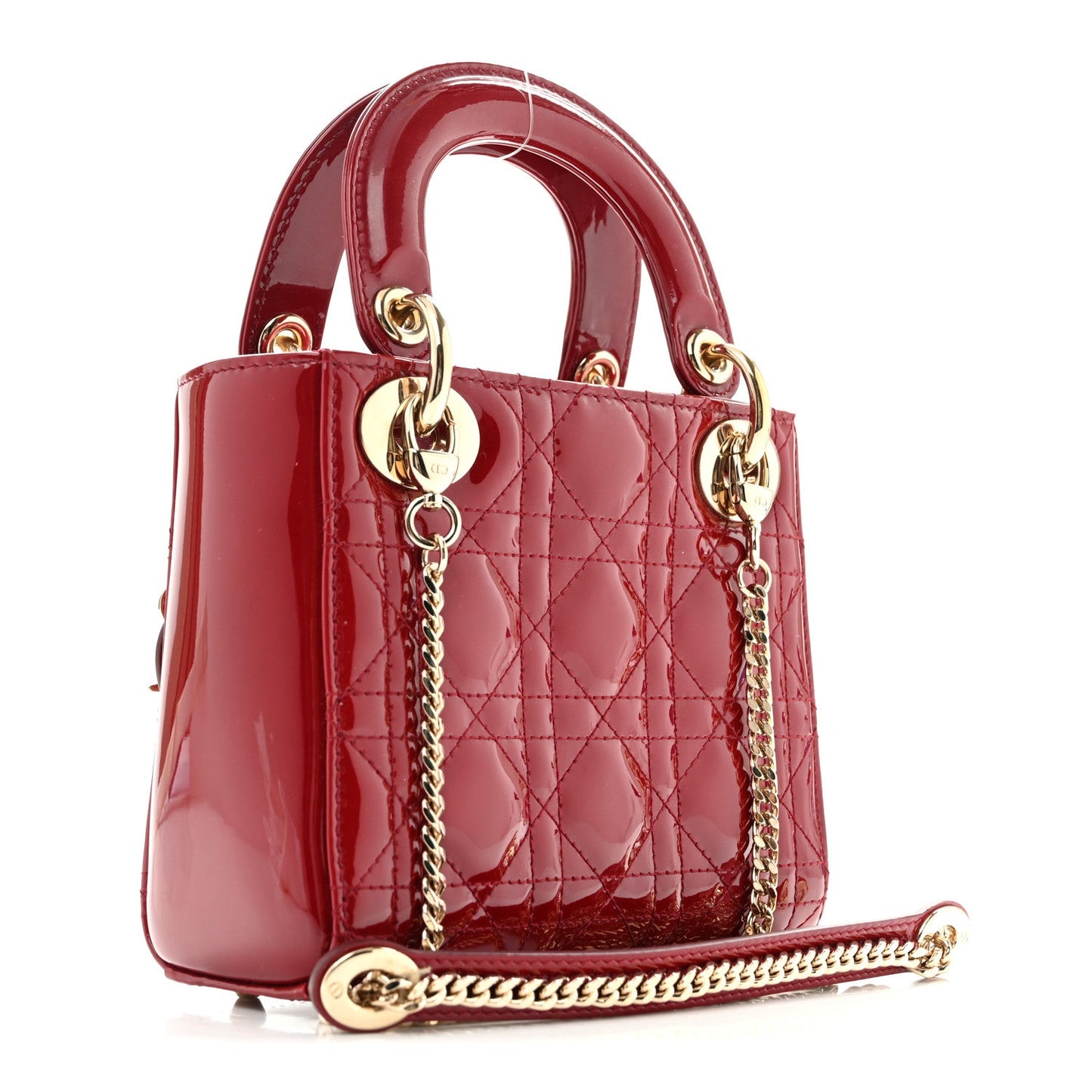 Patent Cannage Mini Lady Dior Red
