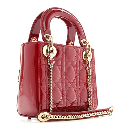 Patent Cannage Mini Lady Dior Red