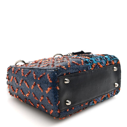 Sequin Lambskin Esprit Tokyo Mini Lady Dior Blue Multicolor