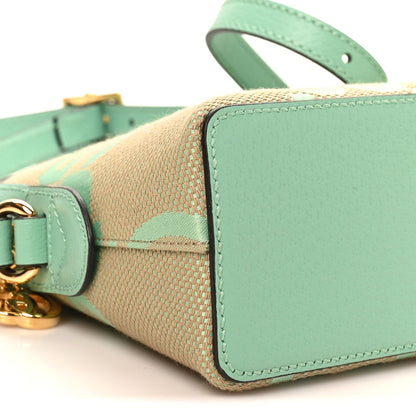Monogram Jumbo GG Textured Dollar Calfskin Small Ophidia Dome Shoulder Bag Beige Pepperlight Mint