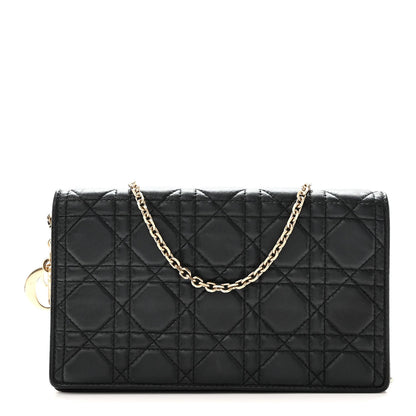 Lambskin Cannage Lady Dior Pouch Black