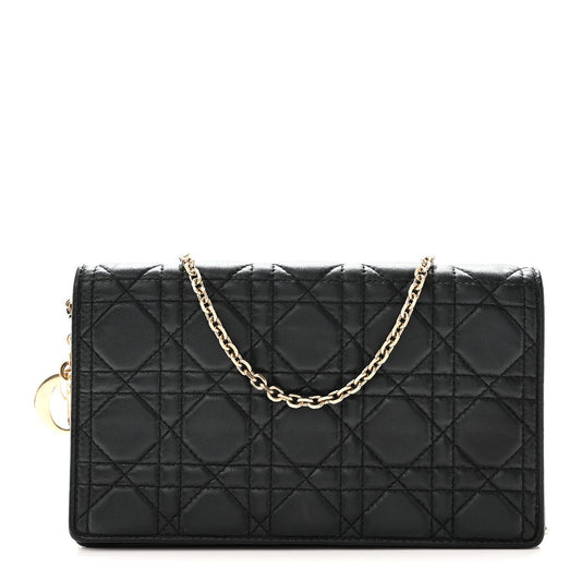 Lambskin Cannage Lady Dior Pouch Black