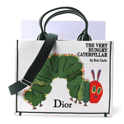 Canvas Embroidered Medium The Very Hungry Caterpillar Book Tote With Strap White Multicolor