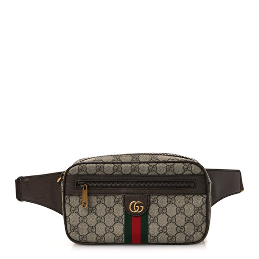 Soft GG Supreme Monogram Medium Ophidia Belt Bag  Dark Brown