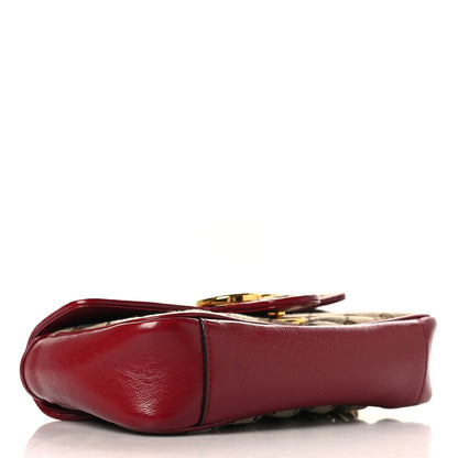 Monogram Azalea Calfskin Matelasse Diagonal Mini GG Marmont Shoulder Bag Beige Ebony New Cherry Red