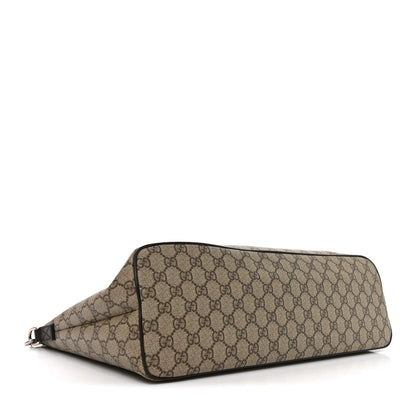 GG Supreme Monogram Medium Zippered Tote Dark Brown