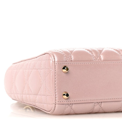 Metallic Lambskin Cannage Mini Lady Dior Lotus