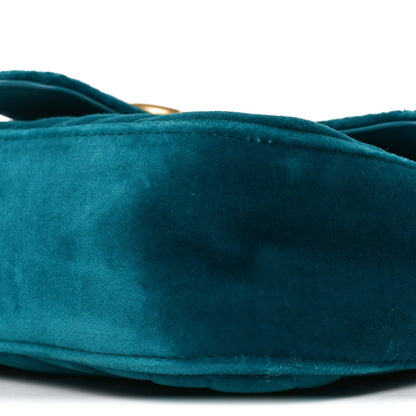 Velvet Matelasse Mini GG Marmont Shoulder Bag Pavone Cyan