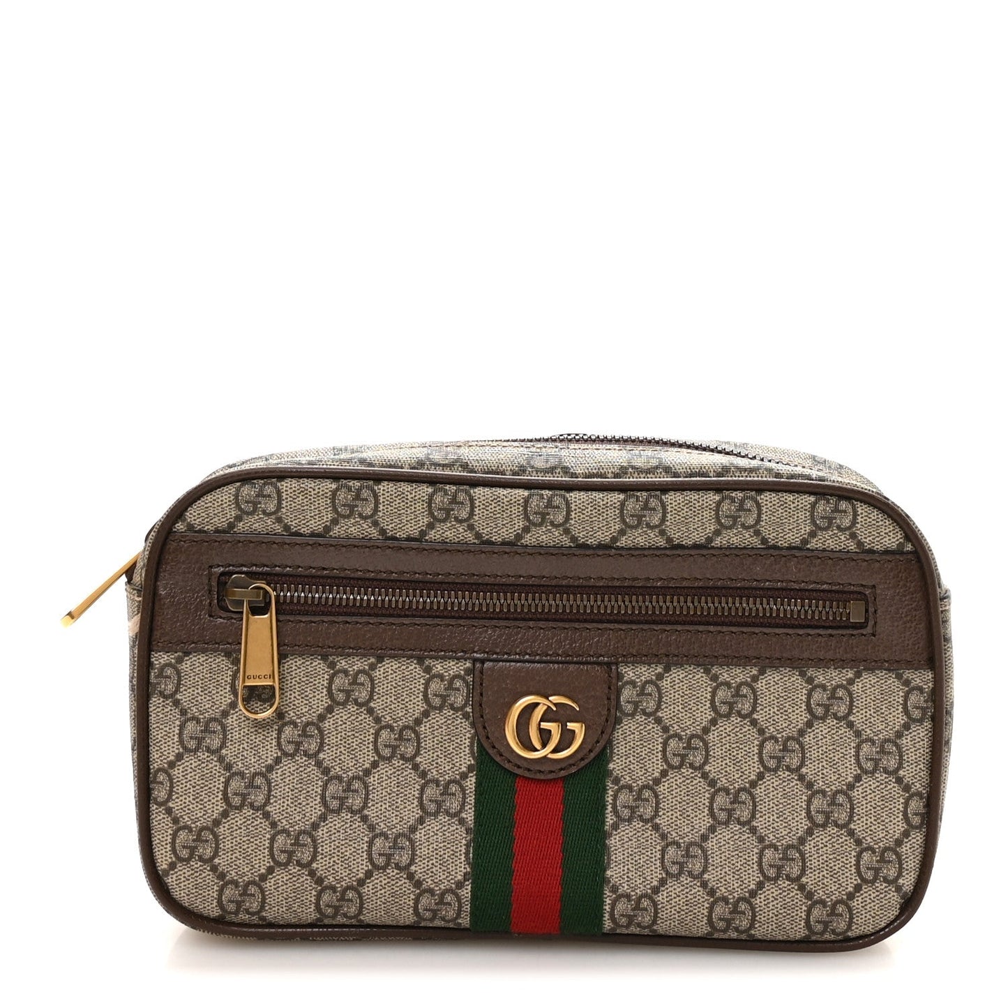 Soft GG Supreme Monogram Medium Ophidia Belt Bag Dark Brown