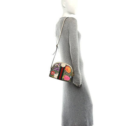 GG Supreme Monogram Flora Web GG Small Ophidia Dome Shoulder Bag White