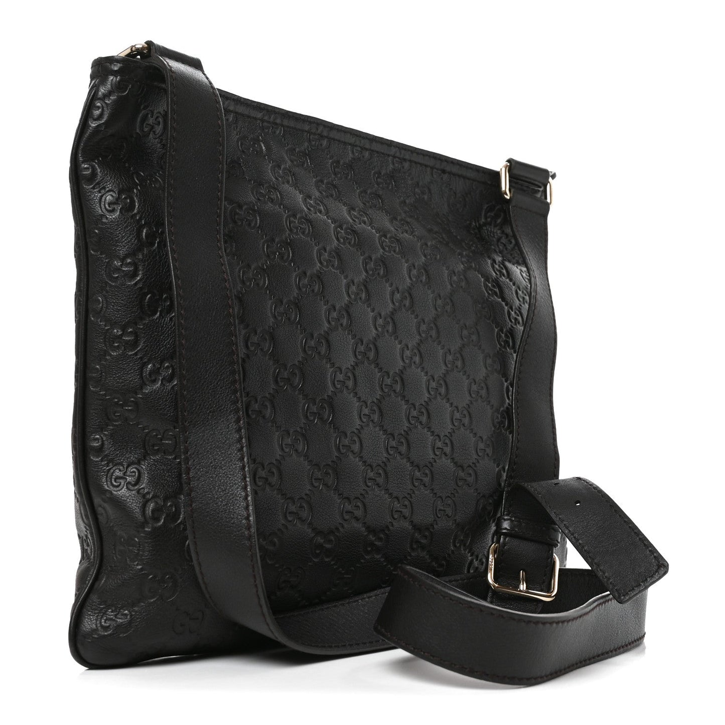 Guccissima Medium Flat Messenger Bag Black