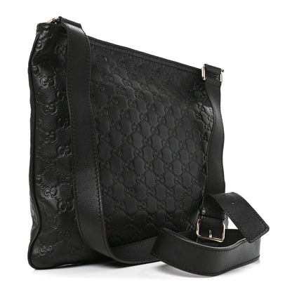 Guccissima Medium Flat Messenger Bag Black