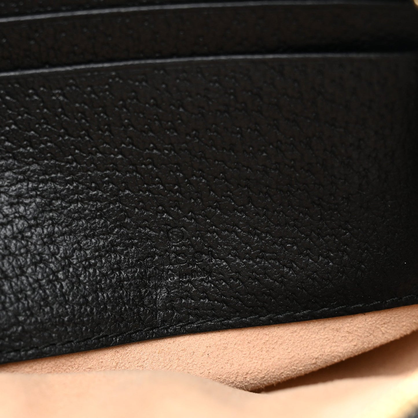 Textured Calfskin Web Ophidia Round Wrist Wallet  Black