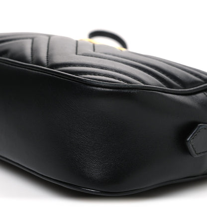 Calfskin Matelasse Small GG Marmont Chain Shoulder Bag Black