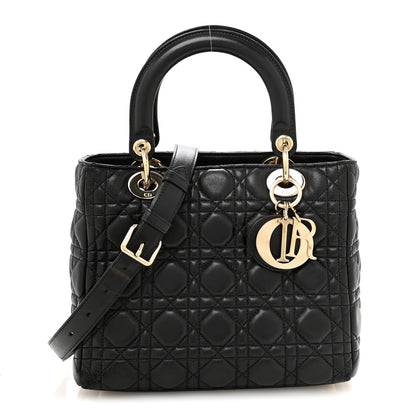 Lambskin Cannage Medium Lady Dior Black