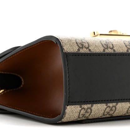 GG Supreme Monogram Calfskin Small Padlock Shoulder Bag Beige Black Cuir