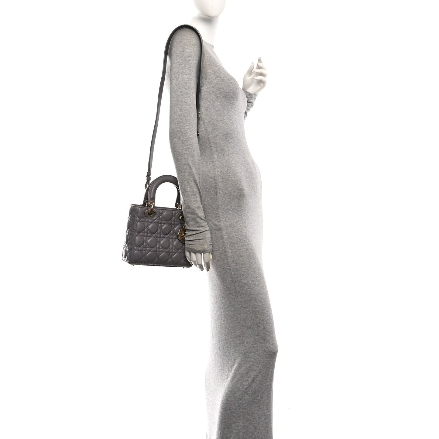 Lambskin Cannage Small My ABCDior Lady Dior Grey