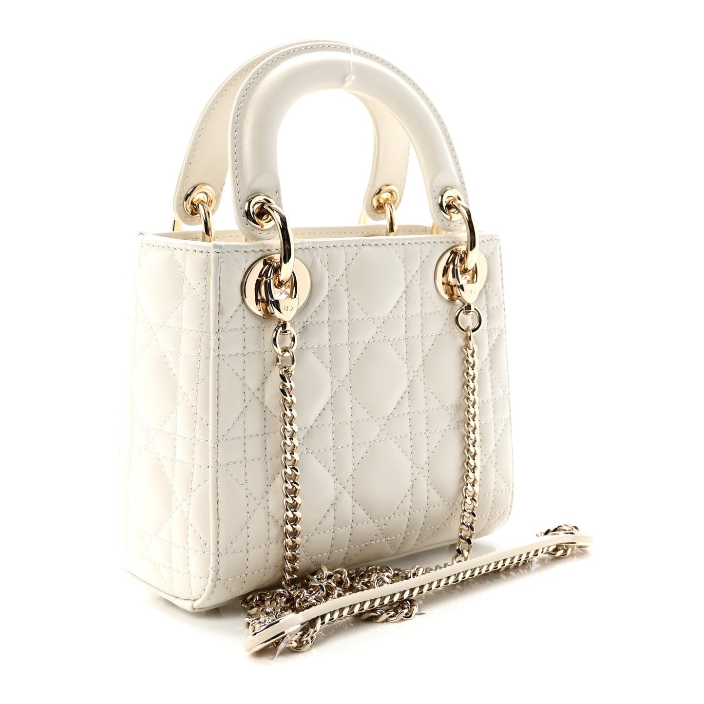 Lambskin Cannage Mini Lady Dior Latte