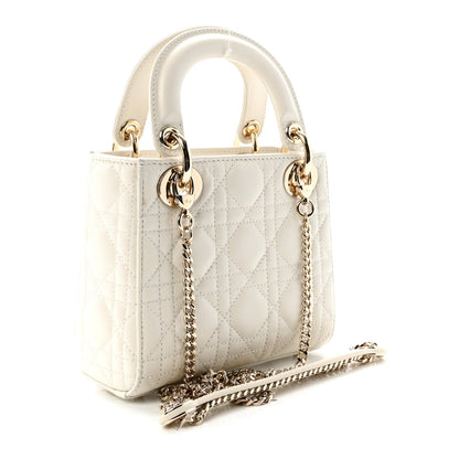 Lambskin Cannage Mini Lady Dior Latte