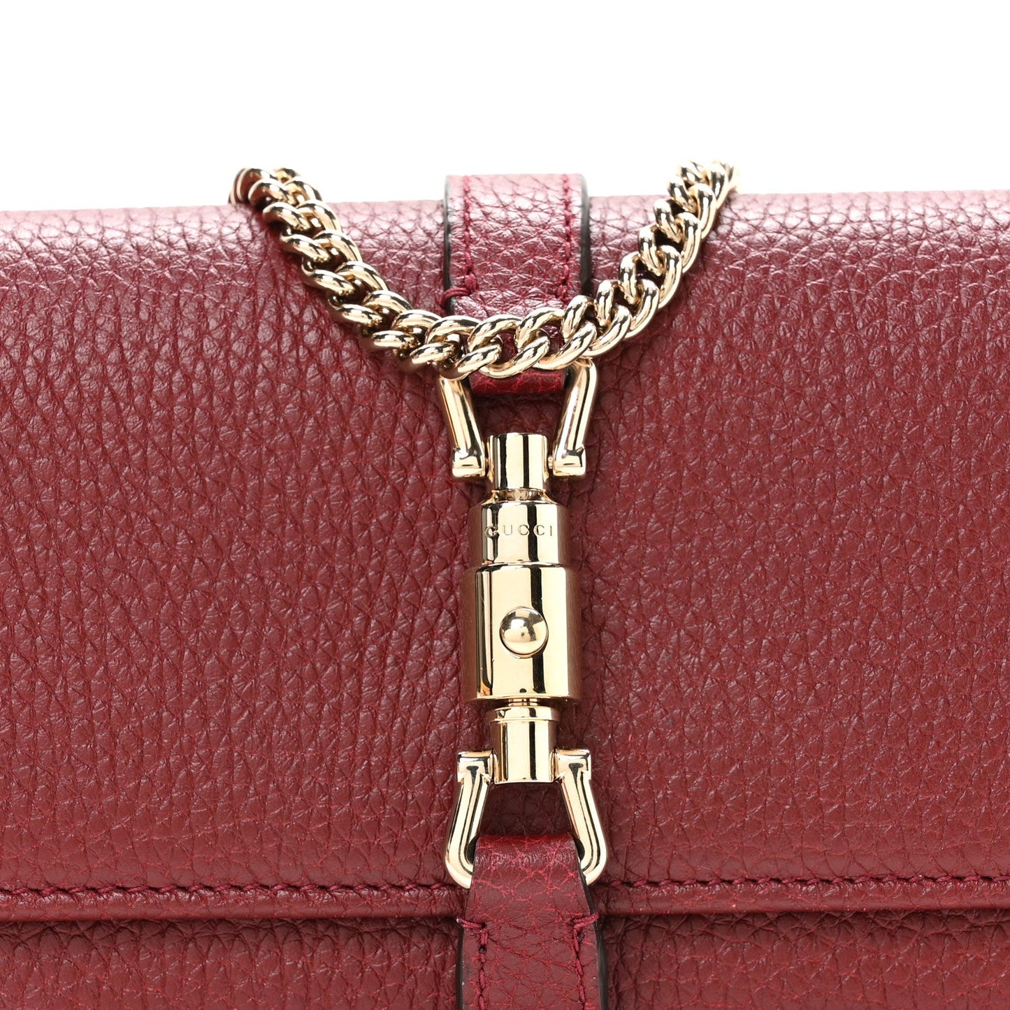 Pebbled Calfskin Jackie 1961 Chain Wallet Burgundy