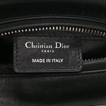 Smooth Calfskin Embroidered Beaded Floral Medium Lady Dior Black