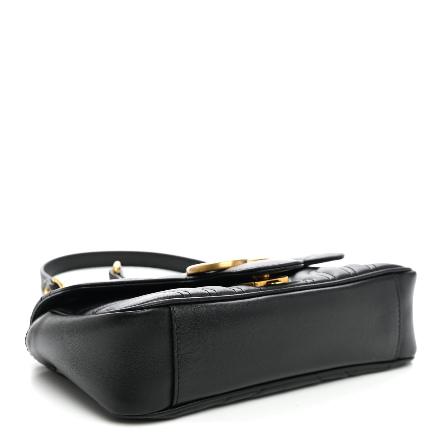 Calfskin Matelasse Mini GG Marmont Shoulder Bag Black