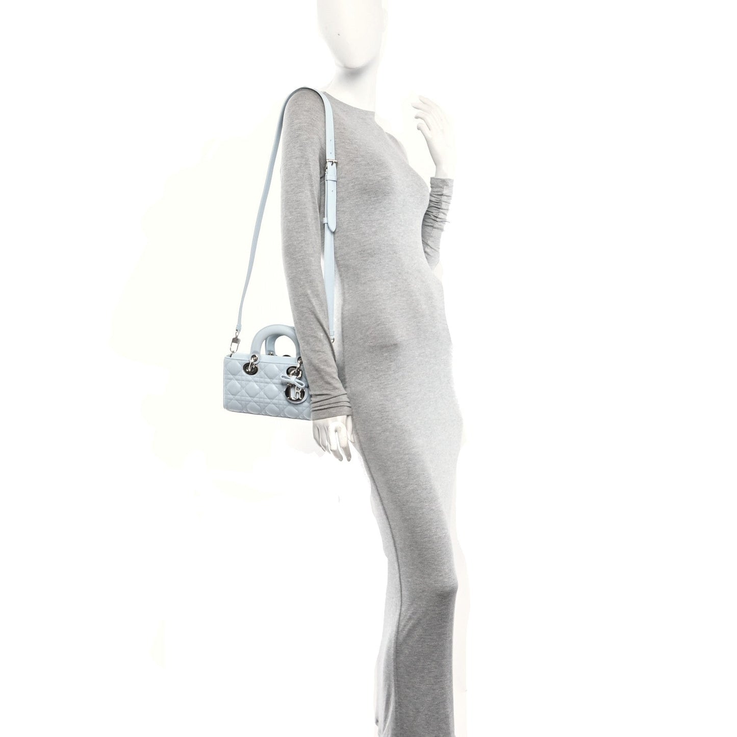 Lambskin Cannage Small Lady D-Joy Light Blue