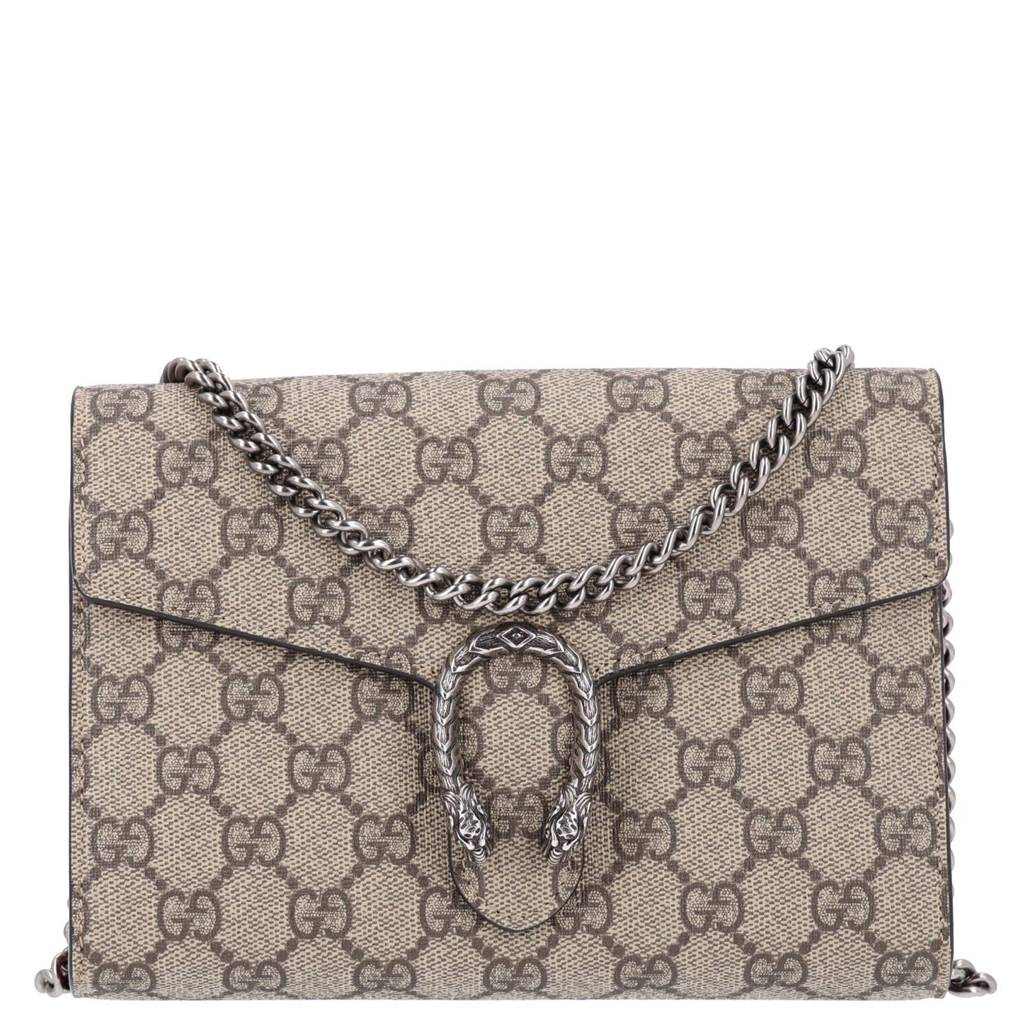 GG Supreme Monogram Mini Dionysus Chain Wallet Beige Vulcanic Red