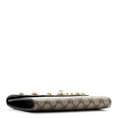 GG Supreme Monogram Mini Peony Pearly Black