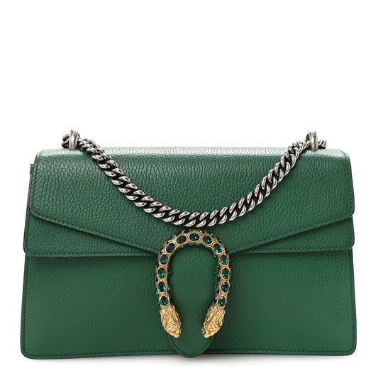 Pebbled Calfskin Small Dionysus Shoulder Bag Emerald