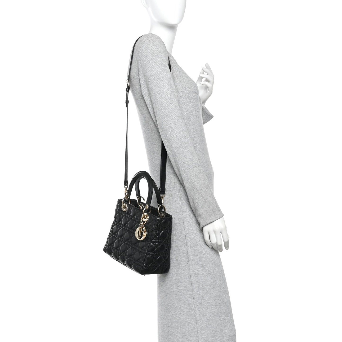 Lambskin Cannage Medium Lady Dior Black