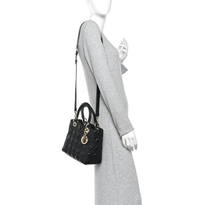 Lambskin Cannage Medium Lady Dior Black