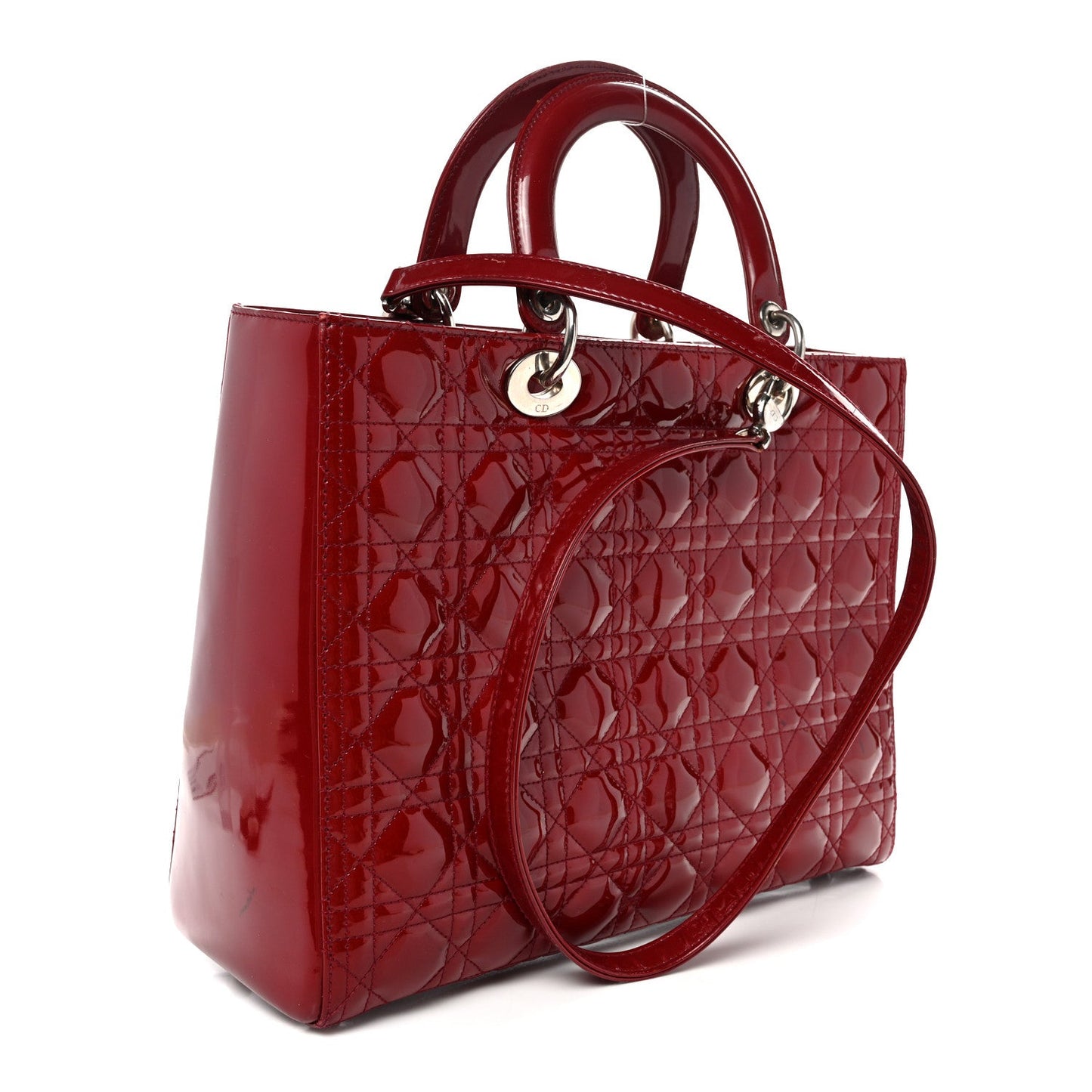 Patent Cannage Large Lady Dior Red