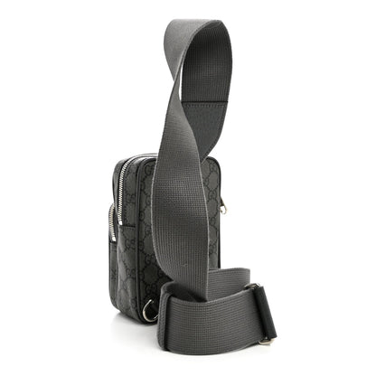 GG Supreme Monogram Textured Dollar Calfskin Mini Ophidia Messenger Grey Black Graphite Grey