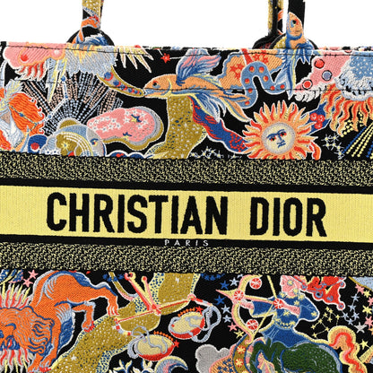 Canvas Zodiac Fantastico Embroidered Medium Book Tote Black Multicolor