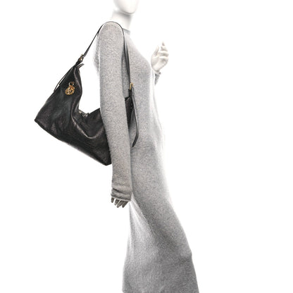 Crinkled Calfskin Macrocannage Large Voyage Bag Black