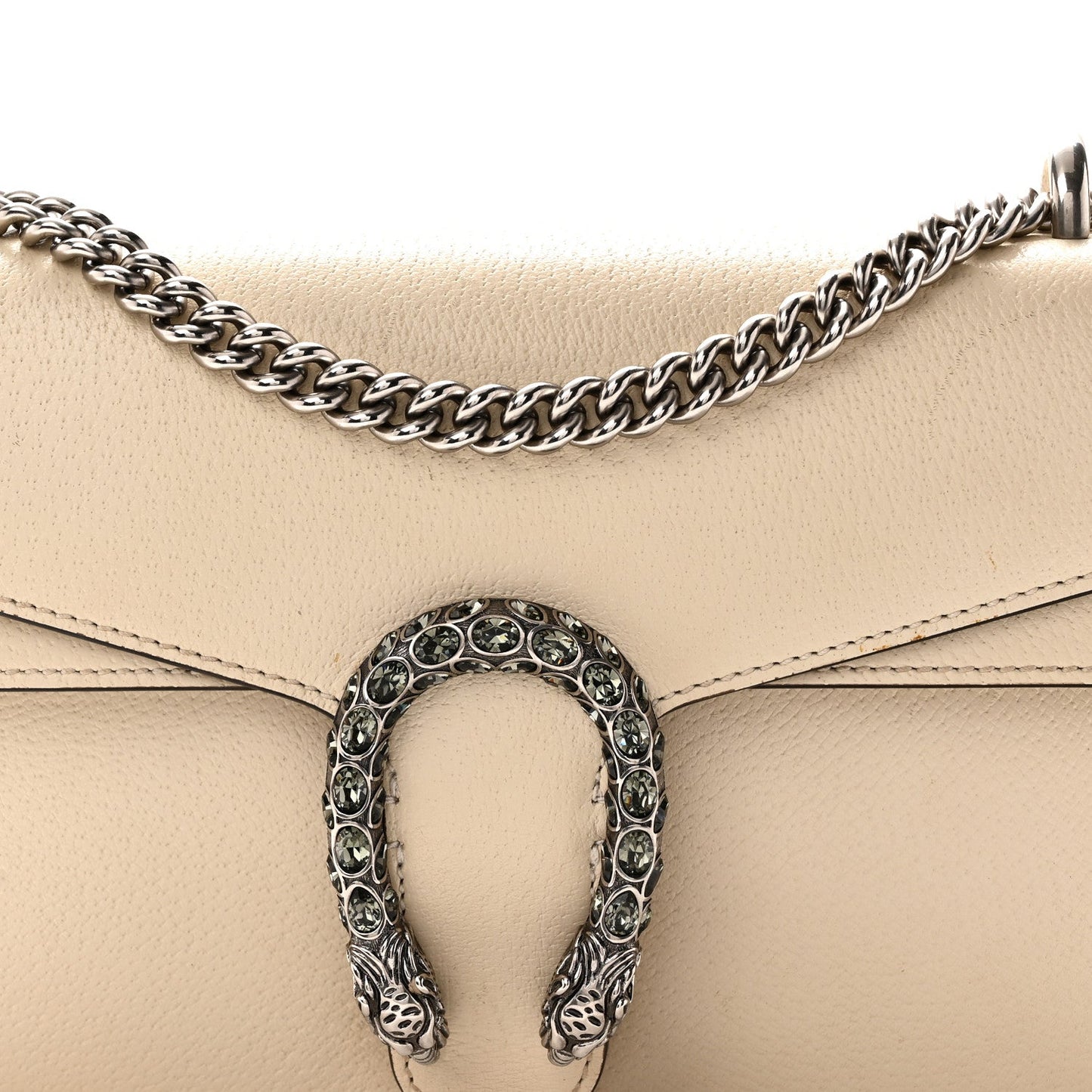 Textured Calfskin Crystal Small Dionysus Shoulder Bag Mystic White