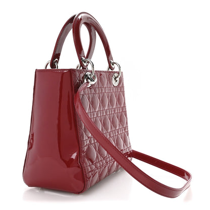 Patent Cannage Medium Lady Dior Red