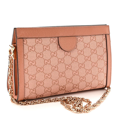 Monogram Textured Dollar Calfskin Small Ophidia Chain Shoulder Bag Cloche Rose Pink