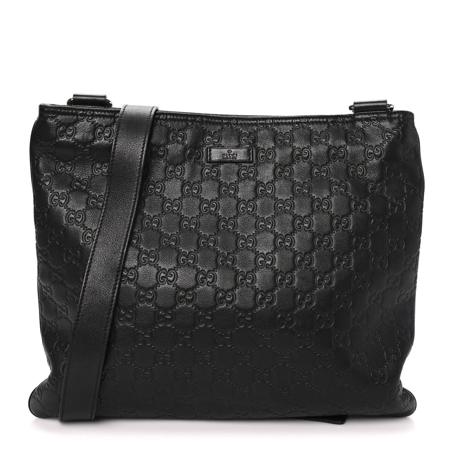 Guccissima Medium Flat Messenger Bag Black