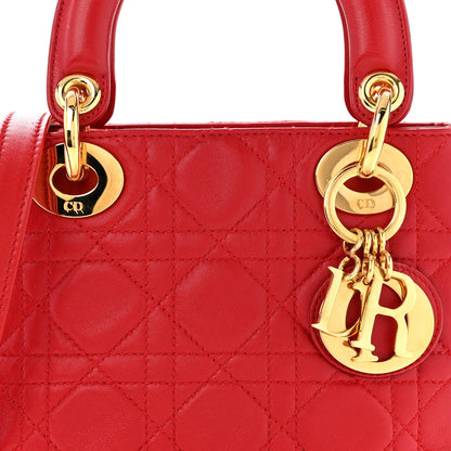 Lambskin Cannage Mini Lady Dior Red
