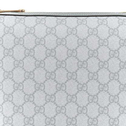 GG Supreme Monogram Textured Calfskin Web Super Mini Ophidia Shoulder Bag Light Blue