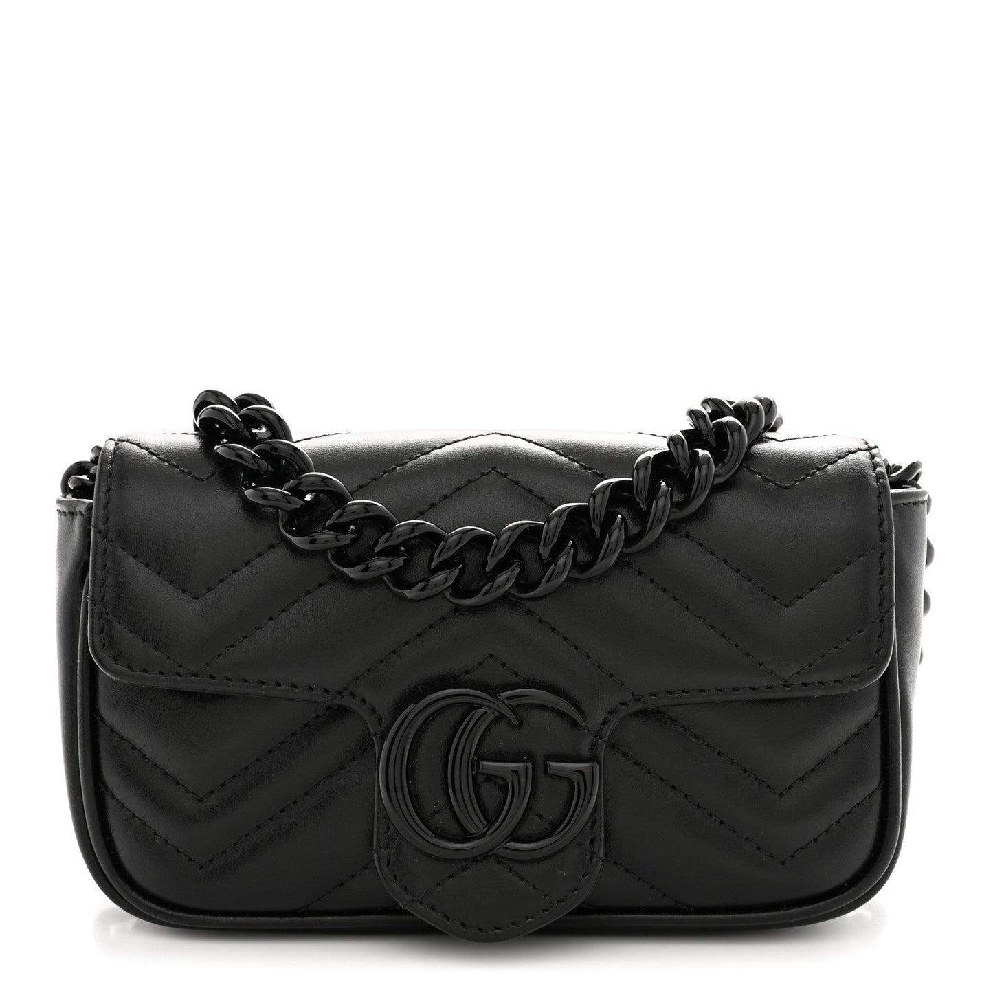 Calfskin Matelasse Monochrome GG Marmont Chain Belt Bag Black