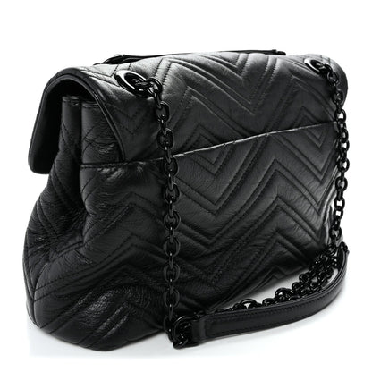 Soft Calfskin Matelasse Medium GG Marmont Shoulder Bag Black