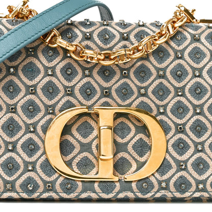 Calfskin Strass Embroidered Small Caro Bag Blue