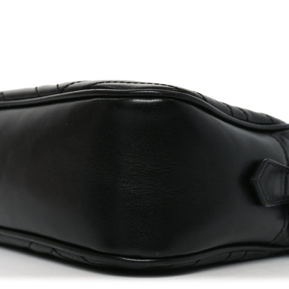 Calfskin Matelasse Monochrome Small GG Marmont Chain Shoulder Bag Black