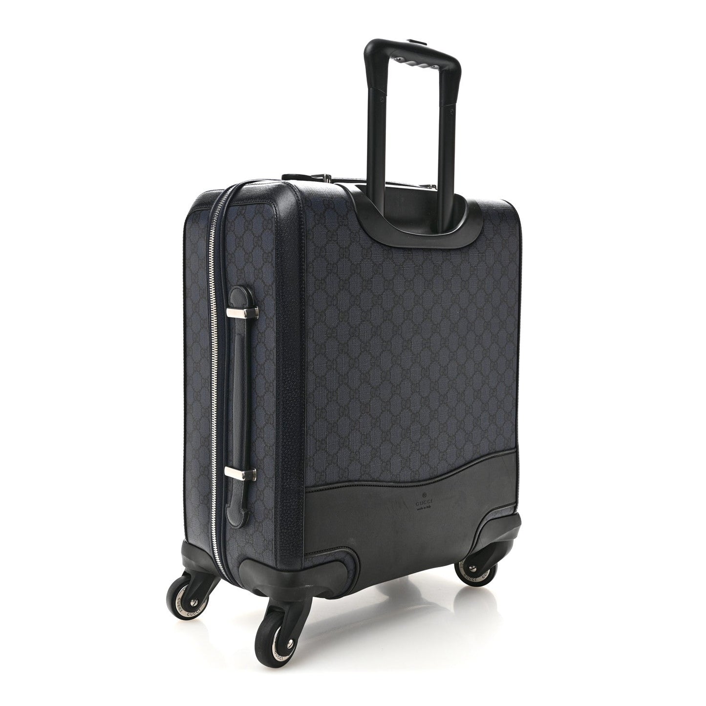 GG Supreme Monogram Textured Dollar Calfskin Web Ophidia Small Savoy Cabin Trolley Black Blue